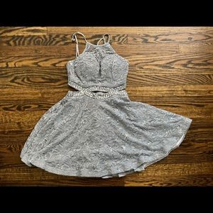 Neckline sleeveless homecoming blue dress